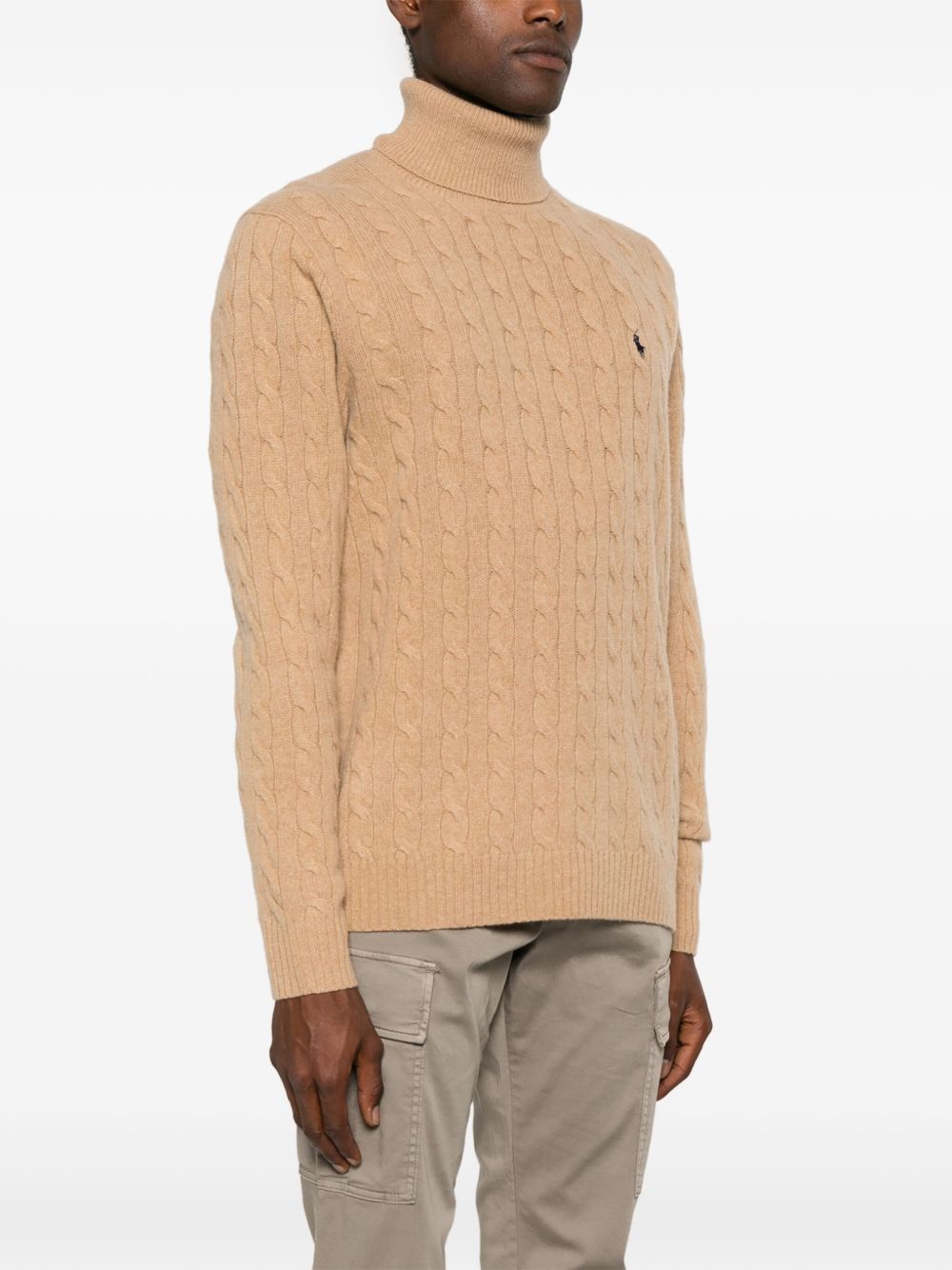 Cashmere and wool cable knit turtleneck