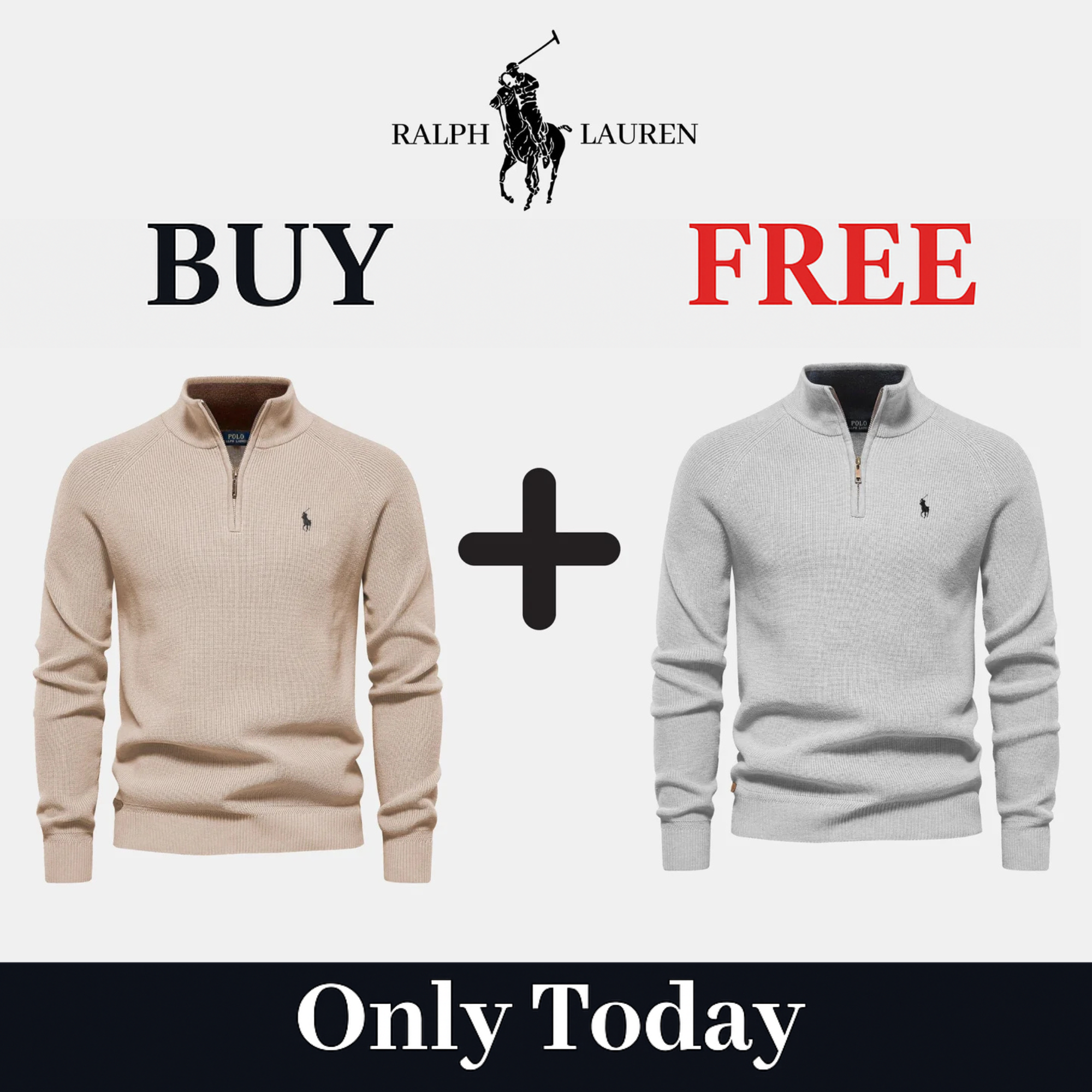 BUY 1, GET 2 - R&L 1+1 Zip Neck Sweater (CLEARANCE)
